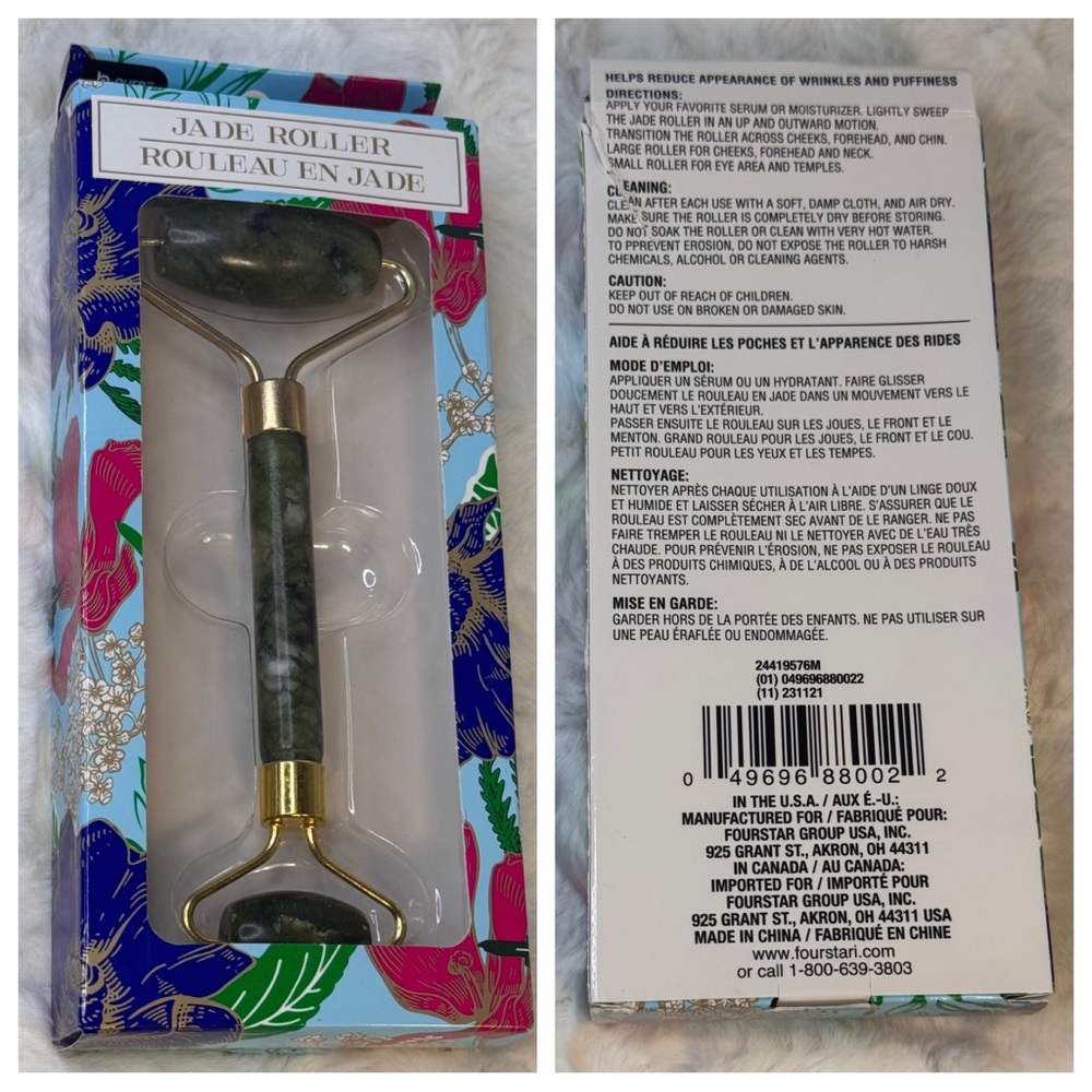 Jade Roller with Gold Accents